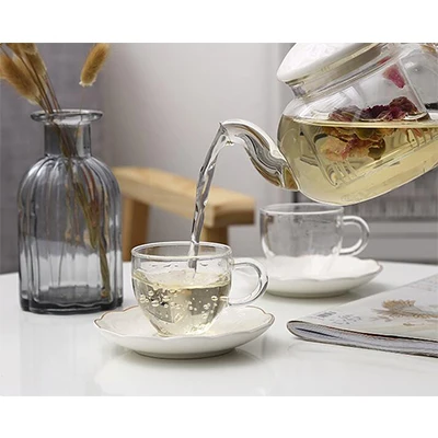 Высокое качество подарок Европейский минималистичный фруктовый и чайный набор свечи из стеклокерамики фруктовый чай послеобеденный наборы чайников - Цвет: with 2 glass cup