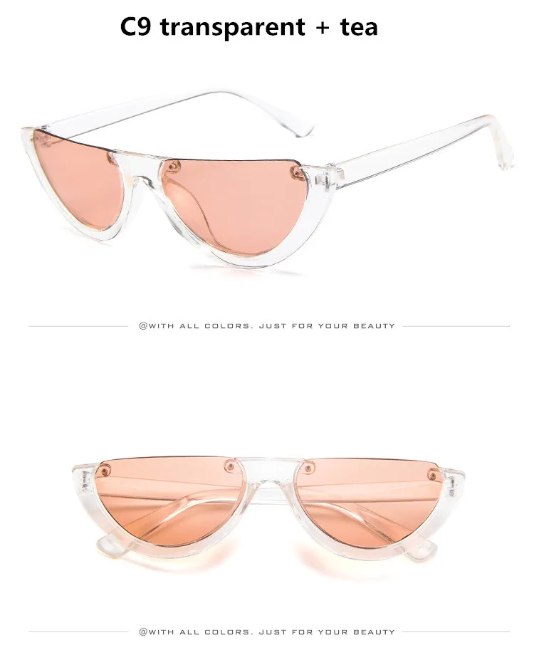 Крутые трендовые женские солнцезащитные очки без оправы CatEye, Модные прозрачные брендовые дизайнерские солнцезащитные очки для женщин Oculos de sol