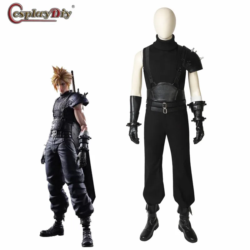 Косплэй diy игры FINAL FANTASY VII Cloud Strife FFVII FF7 Косплэй костюм для взрослых Для мужчин Хэллоуин костюмы черный наряд индивидуальный заказ