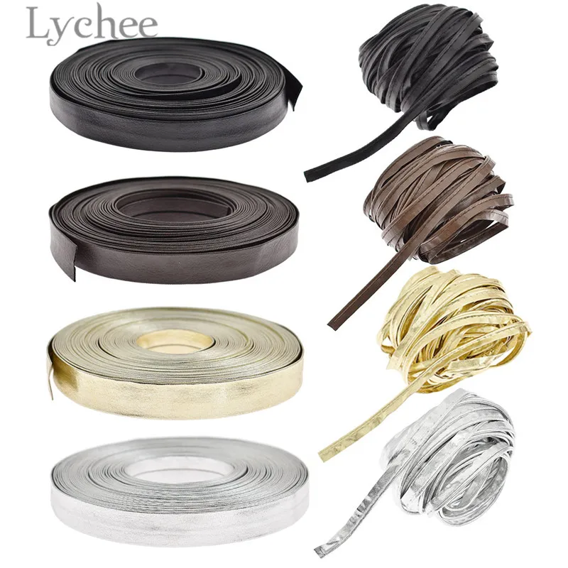 

Lychee 10m PU Leather Sewing Ribbons Solid Color Ribbon DIY Packaging Material Sewing Supplies For Garments