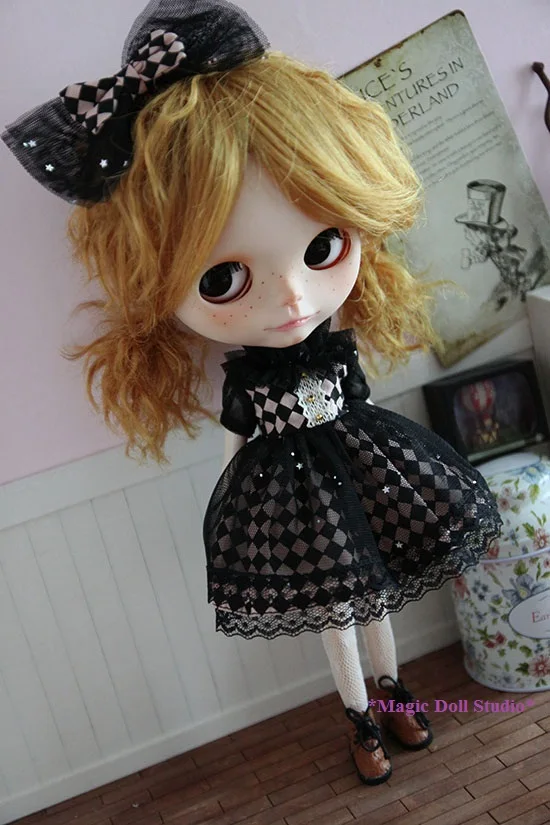 [MG133] Blyth кукла платье# черное Сетчатое платье для Neoblythe Кукла Одежда делая 12 вкл куклы наряды