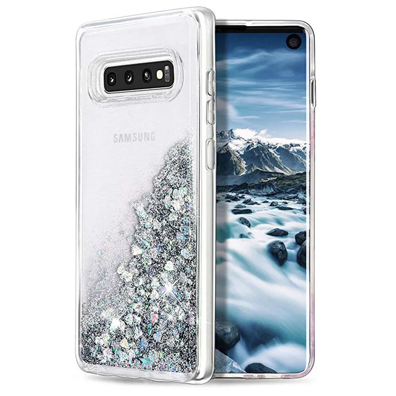 Блестящий Жидкий чехол Quicksand для samsung Galaxy S10, чехол с водопадом, ослепительный, сверкающий двухслойный прозрачный тонкий стильный