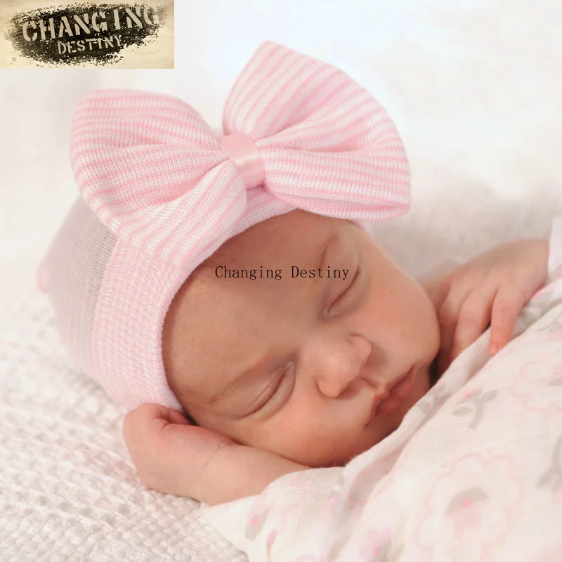 

0 To 3 Months Newborns Hats Bow Baby Knitted Warm Cotton Beanie Hat for Toddler Girl Boy Child Caps