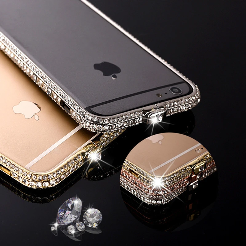 Блестящие стразы-бампер для iPhone 6, 6 S, 7, 8 Plus, X чехол Модный, с украшениями в виде бриллиантов, Кристальный Алюминиевый металлический каркас Capinhas Capa