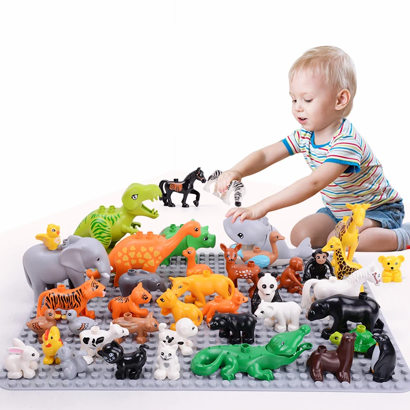 LegoINGLy набор животных Динозавр Акула лошадь Тигр Лев Слон Кот Страус олень