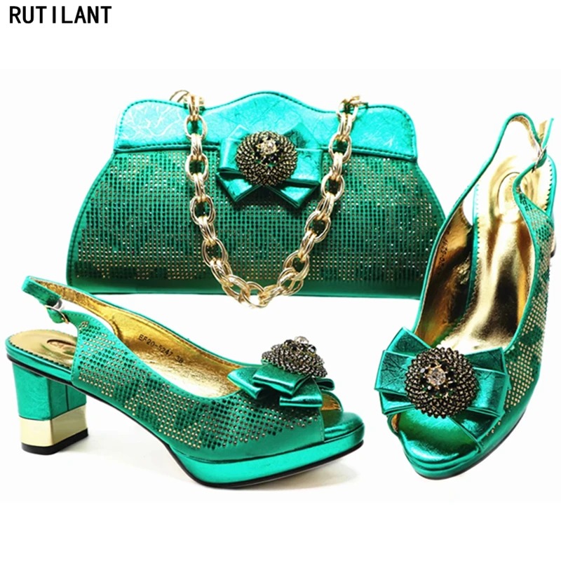 Avec Femmes Parti Strass De gold silver Italiennes Ensemble pueple Et Haute red Sac Blue Qualité Décoré Chaussures Dames green Navy Nigérien Pompes nOAPqwY8