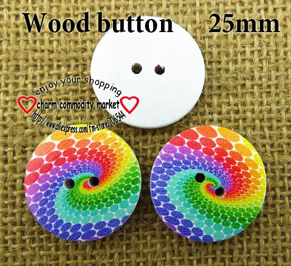 

30PCS colour painting wooden buttons 25MM coat boots sewing clothes accessories MCB-776
