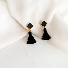 Серьги в геометрическом стиле с кисточками, женские традиционные Качественные серьги-капельки, модные женские кожаные черные серьги