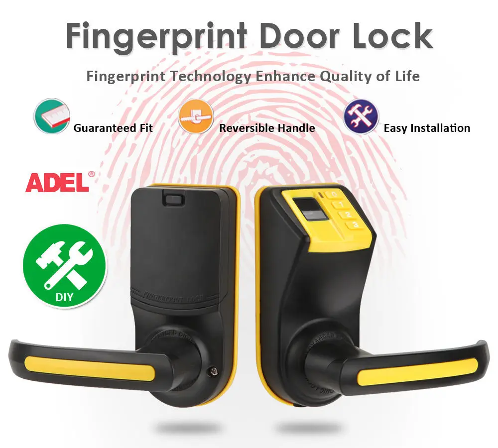 

Yellow LS-9 DIY Fingerprint Door Lock with Password and Mechanical Key