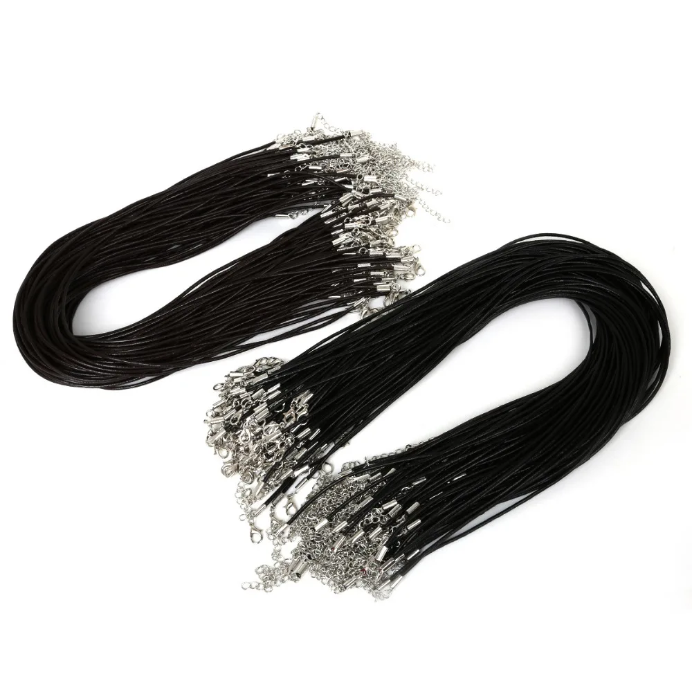 

New Arrival 5Pcs 2MM Black/Brown Adjustable Leather String Necklace Pendant Necklace Cord For DIY Jewelry Findings