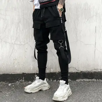 

2019 Men's Fashion Personality Slim Elasticity Hip Hop Pants Multi Pocket Haran Joggers Tootsies Singer Costumes X