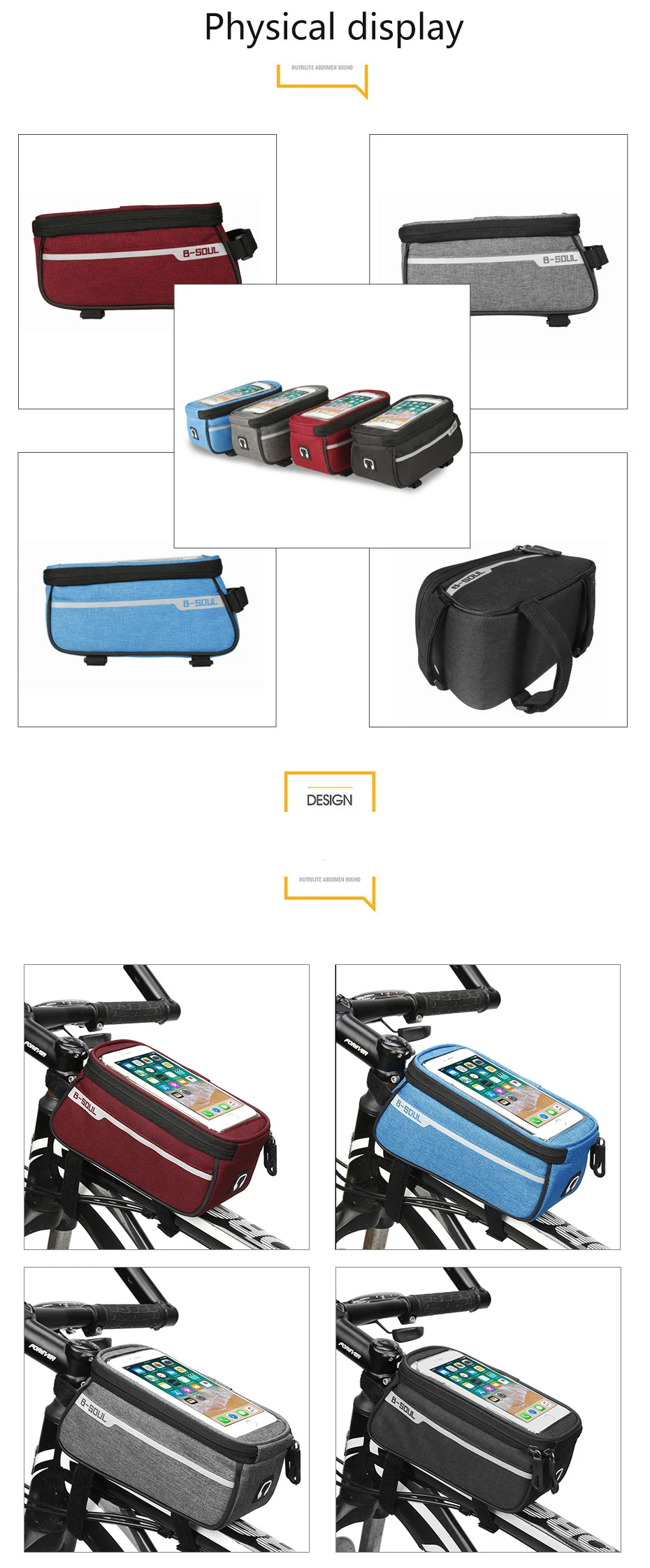 Sale JS Rainproof Bike Bag Touch Screen Bicycle Bag TPU Large Capacity Cycling Bags Backpack Multifunction Mobile Phone Holder Basket 4