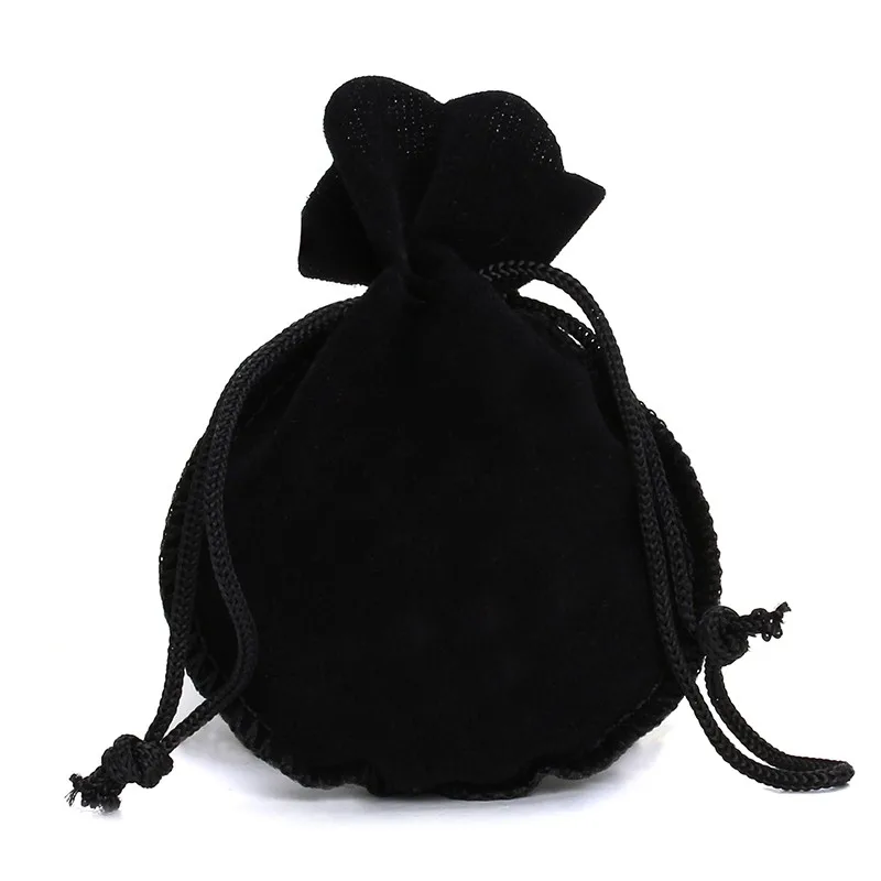 100 шт./лот 7*9 см бархат сумка мешок со шнурком 6 цветов в форме кальянa упаковка ювелирных изделий на свадьбу/Рождественский подарок сумка - Цвет: black