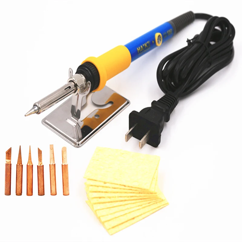 

SZBFT Good quality 220V 60W Adjustable Temperature Electric Soldering Iron with copper tips sponge and soldering holder