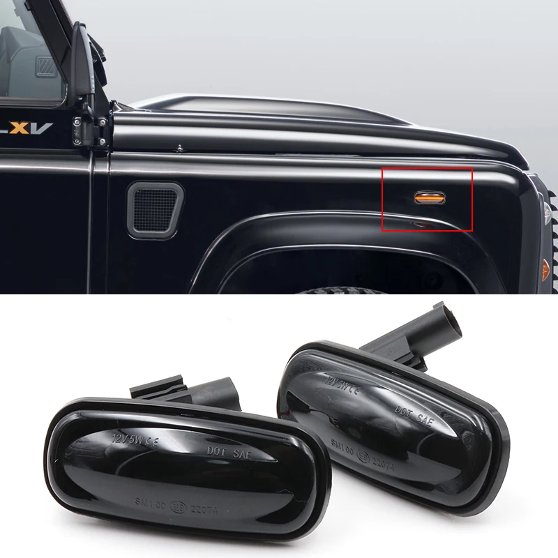 

2X Amber LED Side Marker Light Repeater Indicator Lamp For Land Rover Land Rover Discovery 2 99-04 Defender Freelander 1 02-05