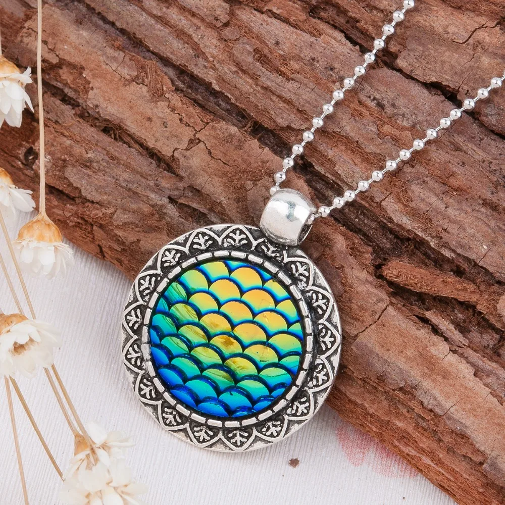 DoreenBeads ручной работы Drusy Смола Кабошон рыба шкала фотоколье Новая мода богемное