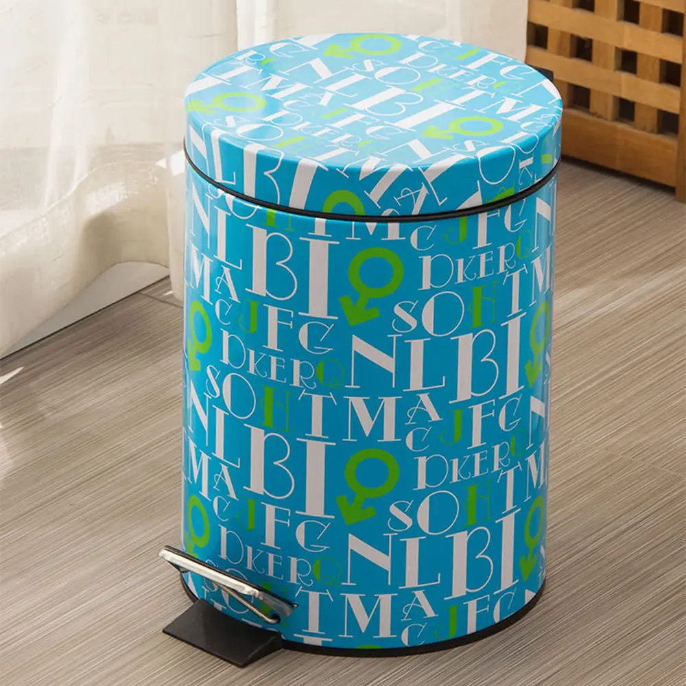 

Household bathroom living room 8L trash can foot pedal round cover paper basket wx10191444