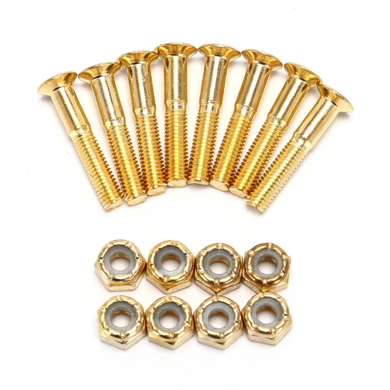

29mm 8Pairs Skateboard Gold Hardware Bolts Parts Double Rocker Parts Screws