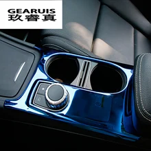 Car Styling Interior Stainless Steel Water Cup Holder Panel Decoration Trim For Mercedes Benz A GLA CLA Class W176 X156 C117 LHD