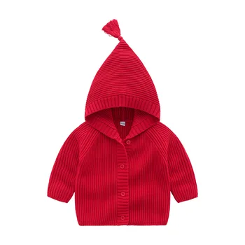 

Autumn and winter new style boys and Girls Knitted cardigan cotton threaded cap jacket baby simple sweater knitted sweater