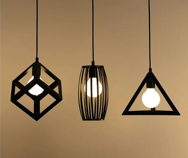 Buy Vintage retro pendant lights lamp metal cube cage