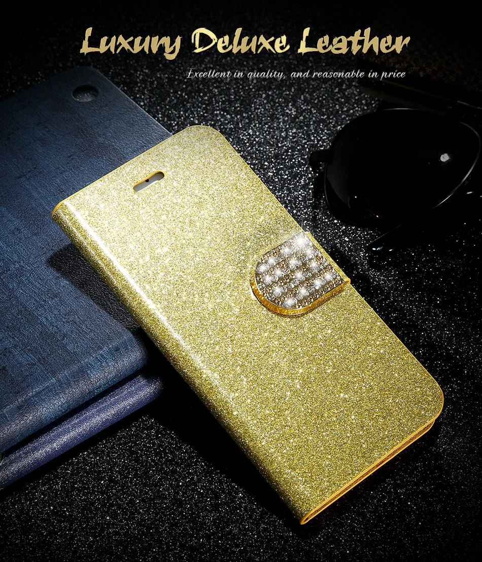 FLOVEME Luxury Bling Diamond Glitter Flip Case for Apple iphone 6 6S 7 Plus 5.5 Leather Girl Bag Wallet Stand Rhinestone Cover (1)