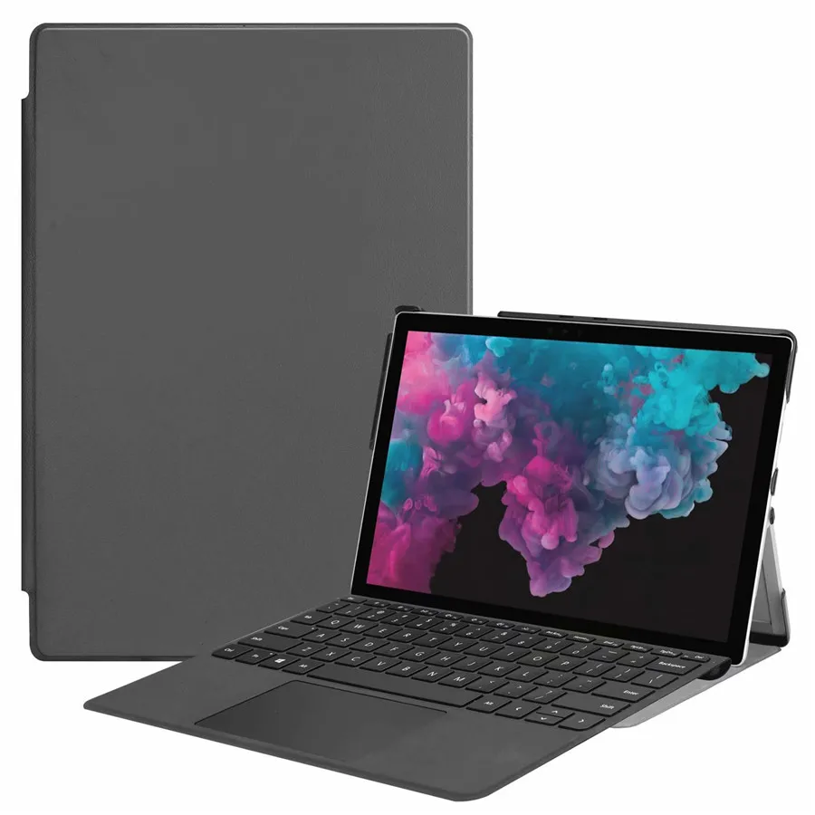 Чехол для microsoft Surface Pro 7 12,3 ''() чехол для microsoft Surface Pro 4/5/6/7 12,3 дюймов ультра тонкий раскладной чехол с подставкой+ Защитная пленка на экран - Цвет: Серый