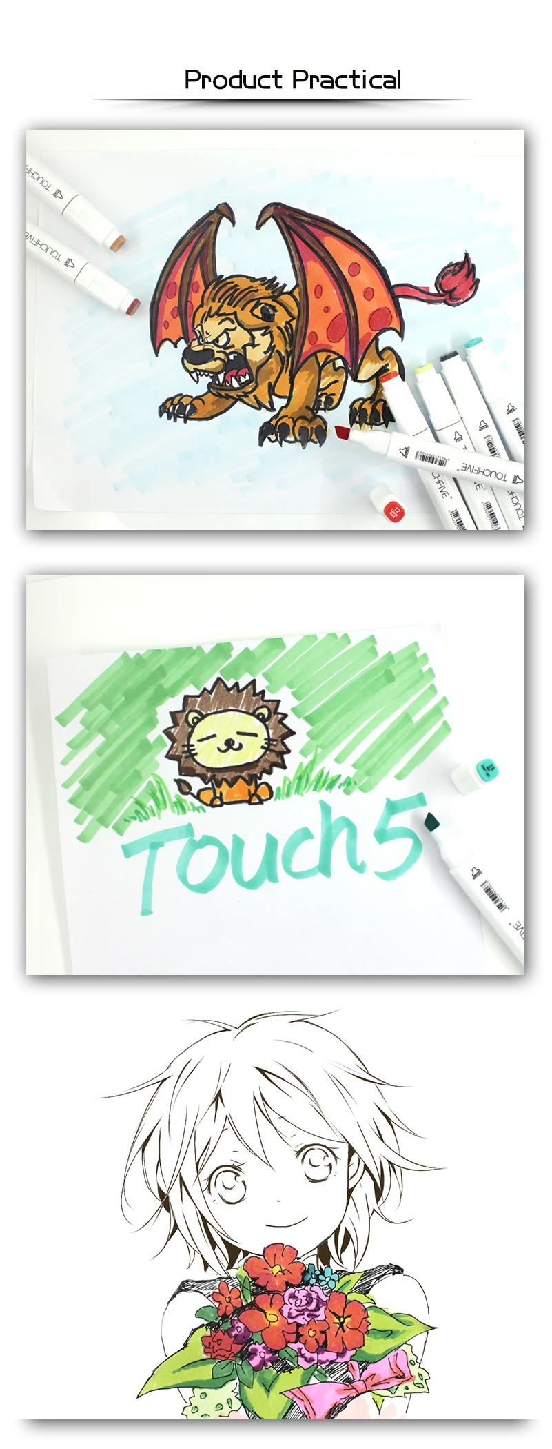 Marcador de Arte para Manga Marcador de Esboço Touchfive Marcador 80 168 Cores Caneta Escova Alcoólica Oleosa Baseada Tinta Dupla Cabeça 40 - 60 11 Touchfive marcador 406080168 cores caneta escova alcoólica