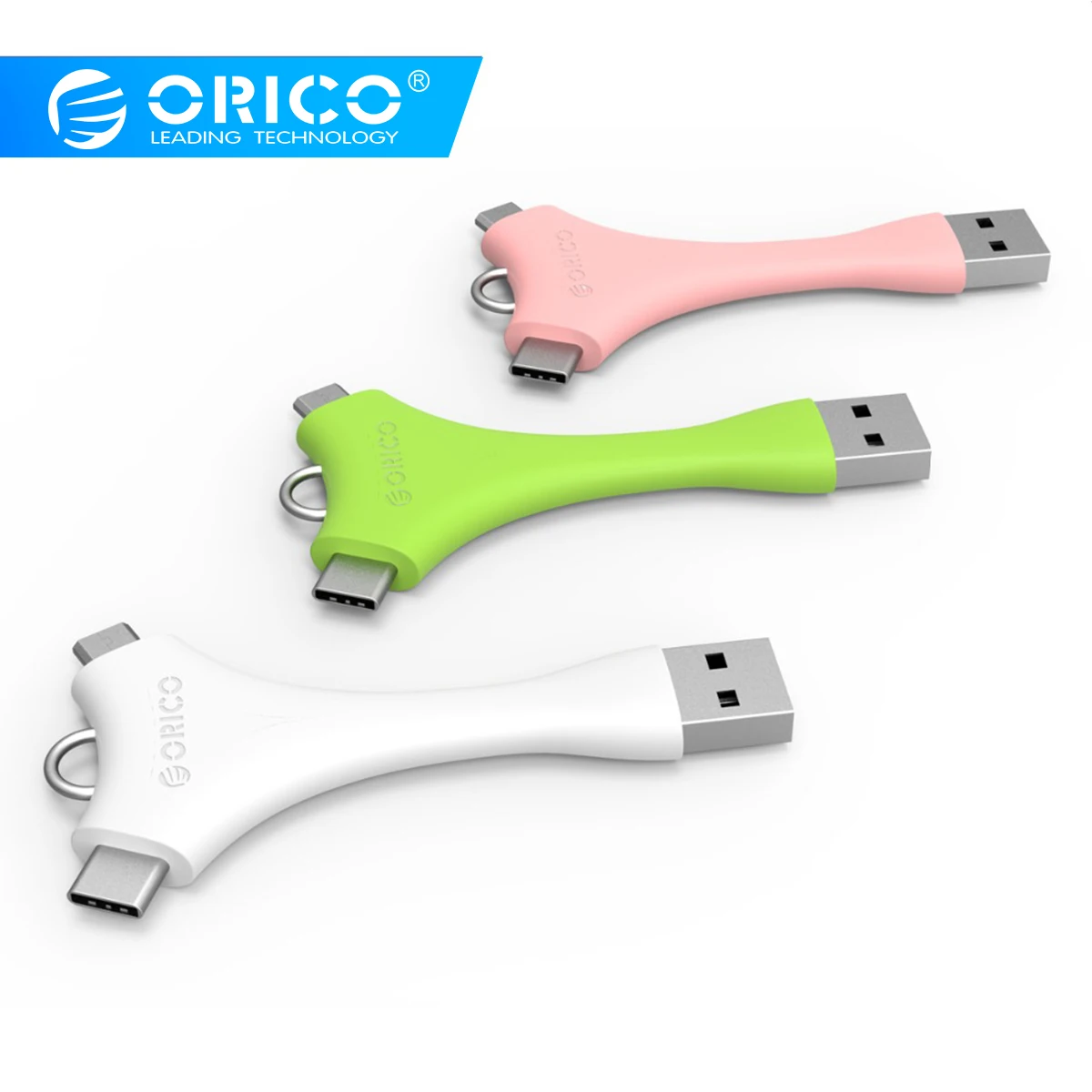 

[Wholesale] ORICO Dual Port Computer Cables Portable Connectors Micro B Type-C Charging Sync Data Cable with Key Ring
