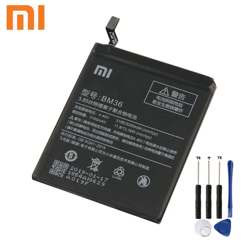 

Xiaomi BM36 Phone Battery For Xiao mi 5S MI5S 3200mAh BM36 Original Replacement Battery + Tool