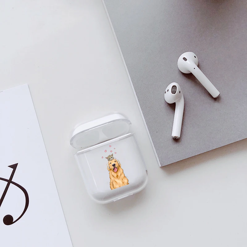 

Lovely Dog Covers for Airpods Case Transparent Wireless Earphone Charging Case for Apple AirPods 1 2 Hard PC Protective Cover