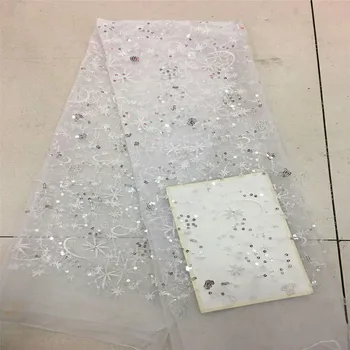 

unique african lace fabric high quality french guipure lace fabric new arrival sequins lace fabric for party HX468-1