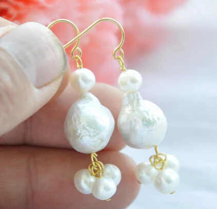 

Hot sell Noble- hot sell new - free shipping 00077 white Edison FRESHWATER PEARL DANGLE EARRING