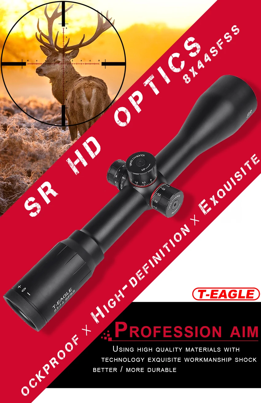 Горячий Новый T-Eagle SR8X44SFSS тактический прицел для AirRifle снайперская охотничья Оптика прицел и стрельба и на открытом воздухе