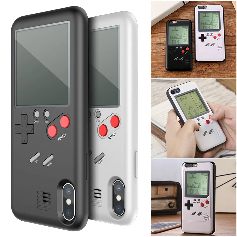 Gameboy Case Cover Tetris Phone Cases for iPhone X 6 plus 6s 7 7plus 8 8 plus Play Blokus Game Console Protective Cover