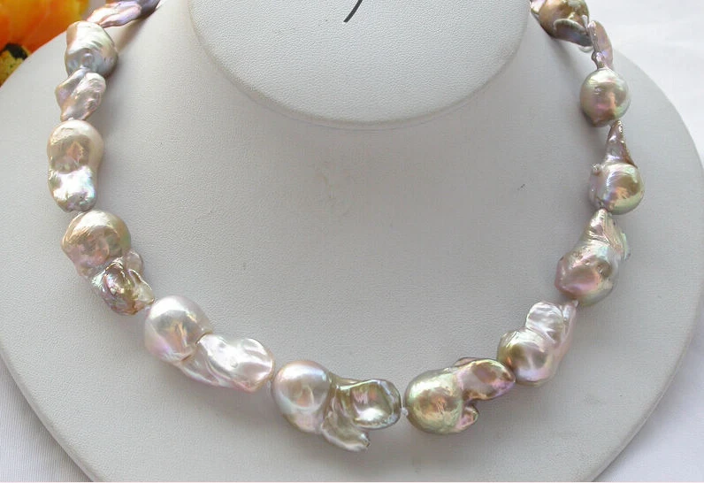 

z3498 REAL 17" 28MM lavender BAROQUE KESHI REBORN PEARL NECKLACE