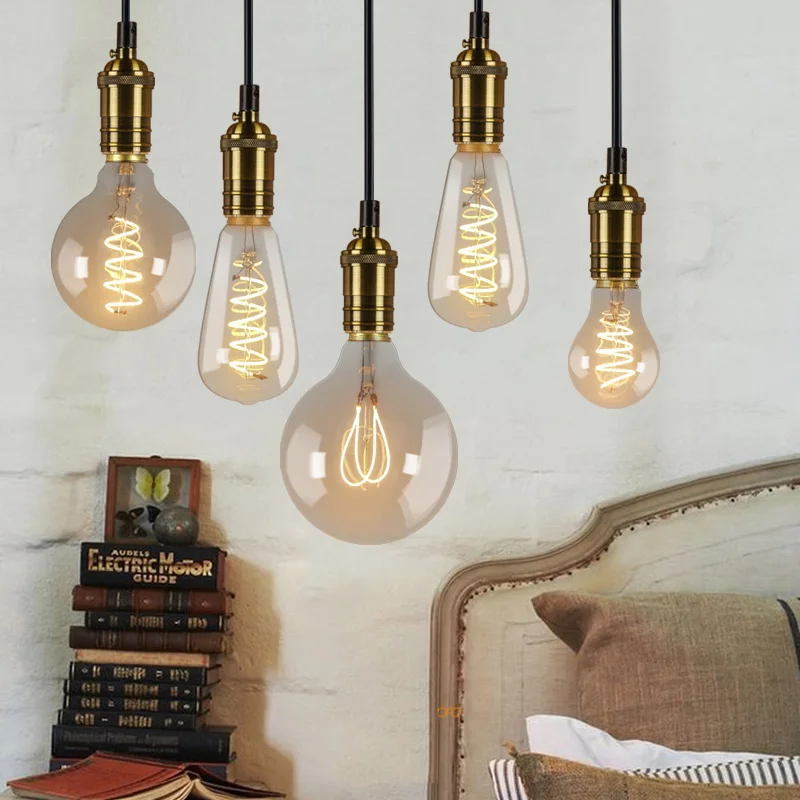  Retro LED Edison Bulb E27 220V 3W Spiral LED Filament bulb Dimmable Edison Lamp ST64 A60 G80 G95 G1 - 32882579138