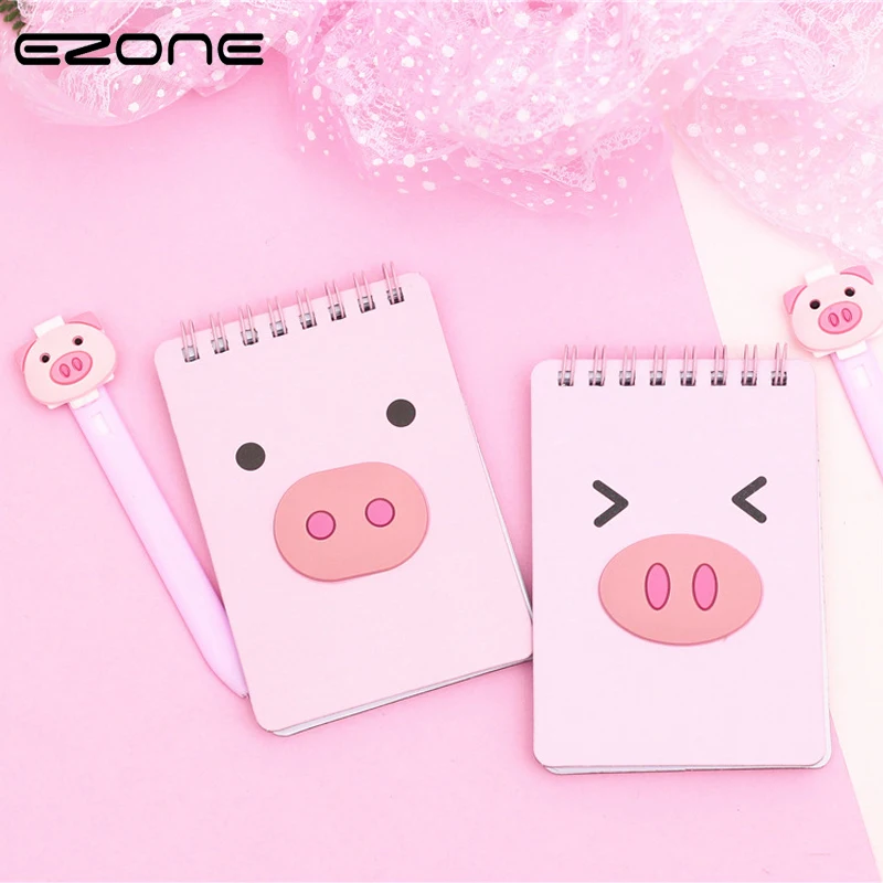 

EZONE 1PC Notebook+1 Pen Printed Kawaii Pig/Flamingo/Rabbit/Bear Note Book Traveler Journey Coli Notepad School Office Supply