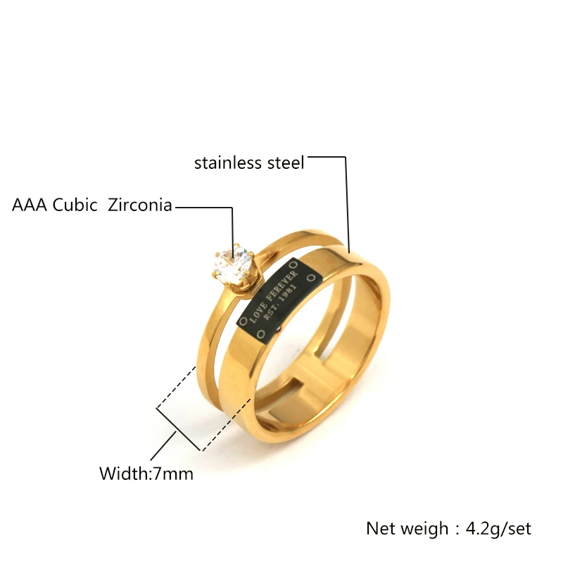 PZ Нержавеющая сталь ювелирные изделия Свадебные кольца для мужчин и женщин кольцо для пары Нержавеющая сталь для годовщины помолвки ювелирные изделия