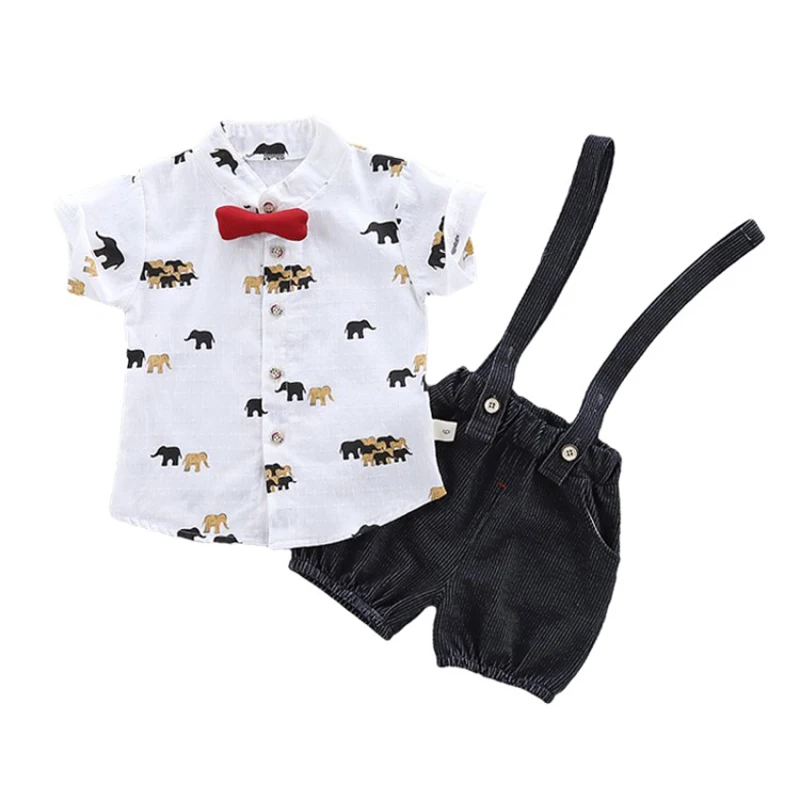 

Toddler Boy Clothing Set Summer Newborn Baby Boys Bow Wedding Romper Suit Cartoon Print Set Infant Kids Dress Baby Clothes 4Year