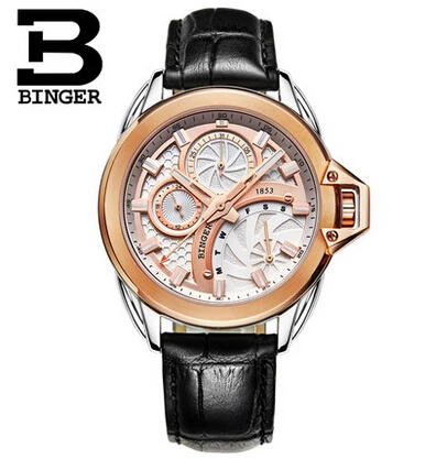 2016 Hot Sale Men Watches Top Brand Luxury Wristwatches Binger Military Leather Sports Watch Japanese Quartz