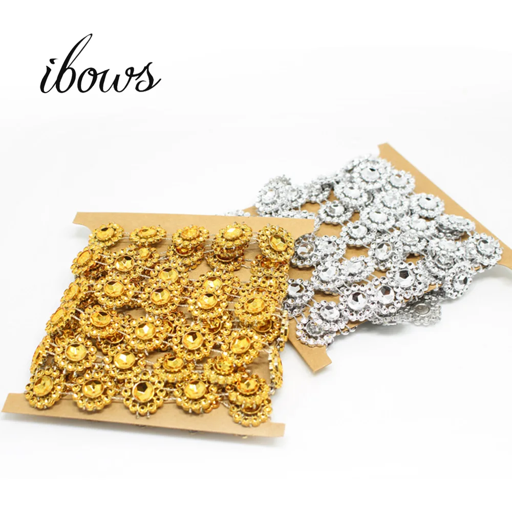 

2 Yards 15MM Diamond Sunflower Ribbon Bling Crystal Ribbon Wrap Trim Tape Party Home Textile Decorative DIY Jewelry Supplies