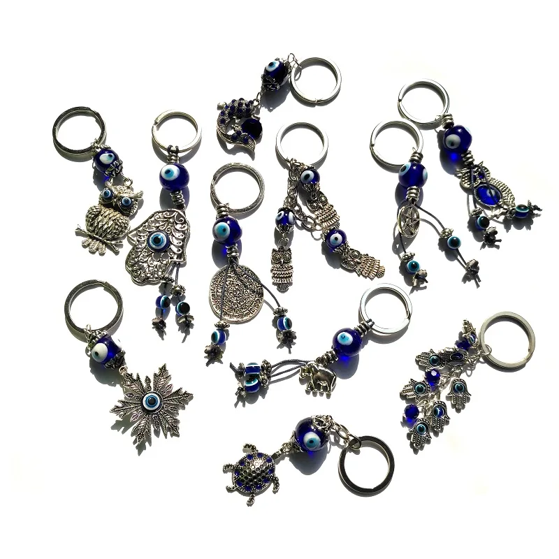 Wish Card Lucky Turkey Evil Eye Keychain Hamsa Hand Key Holder Car Chain For Charms Ring Fashion Jewelry EY1083 | Украшения и