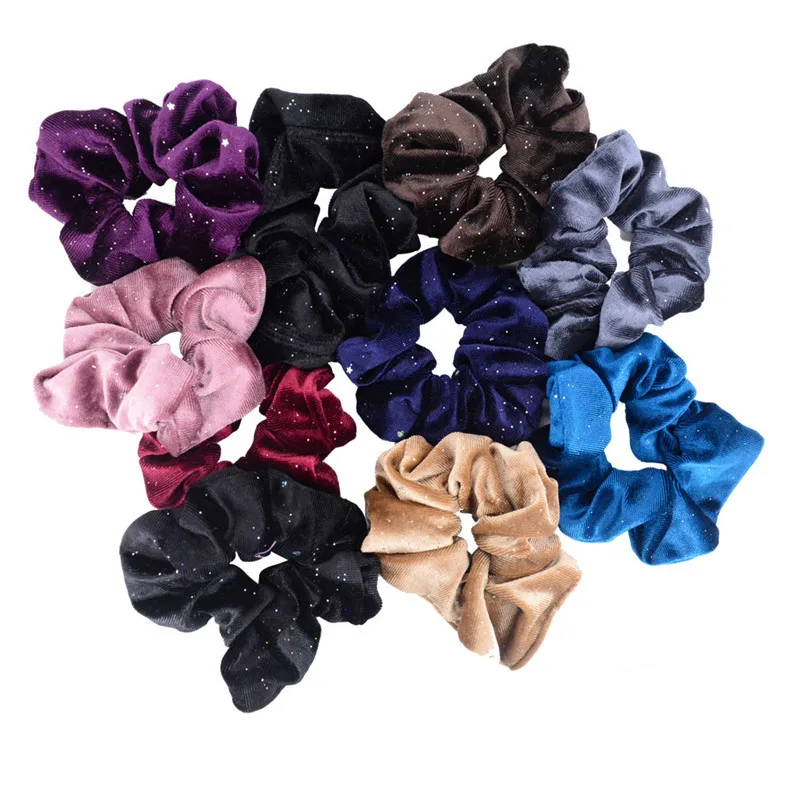 5 Упак. Bling блёстки 4,5 ''бархат Scrunchies для волос для женщин эластичные ленты девочек хвост держатель PT036