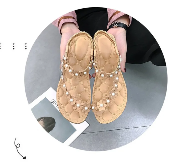 Г. Летние женские босоножки Лидер продаж в европейском стиле, женская обувь на плоской подошве, большие размеры 35-41 милые туфли для молодых девушек, украшенные цветами