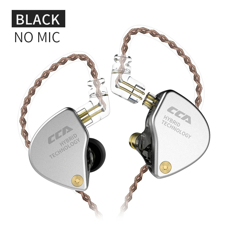 Новинка CCA CA4 1DD+ 1BA Гибридный привод в ухо наушник HIFI DJ монитор Спорт Бег сцена IEM съемный 2Pin кабель - Цвет: Black no mic