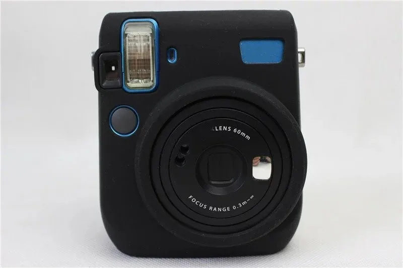 Взбить один изображений Camere силиконовой резины Автоспуск Камера сумка чехол для цифровой фотокамеры Fuji Fujifilm Instax Mini 70 силиконовый корпус Чехол - Цвет: Silicone Black