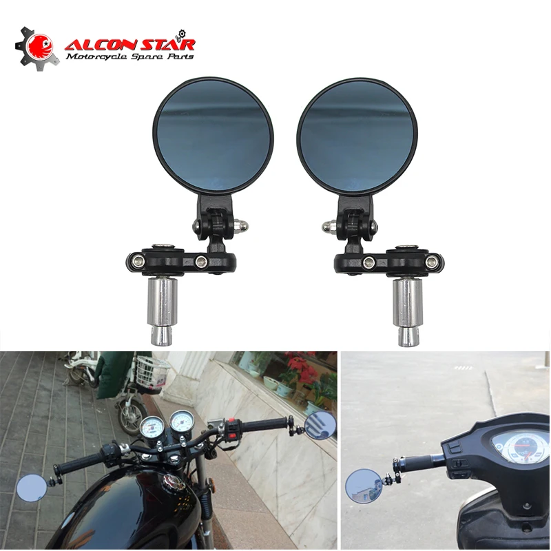 Alconstar-2." Круглый 22 мм ручка бар конец зеркала боковое зеркало для Harley Honda Suzuki Yamaha Кафе Racer поплавок универсальный мотоцикл