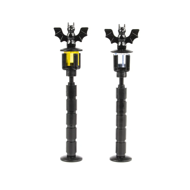 MOC City street Traffic Indicator Lights Building Blocks Halloween Bat Lamp Vintage Park Street Light Model Parts Bricks Toys 4