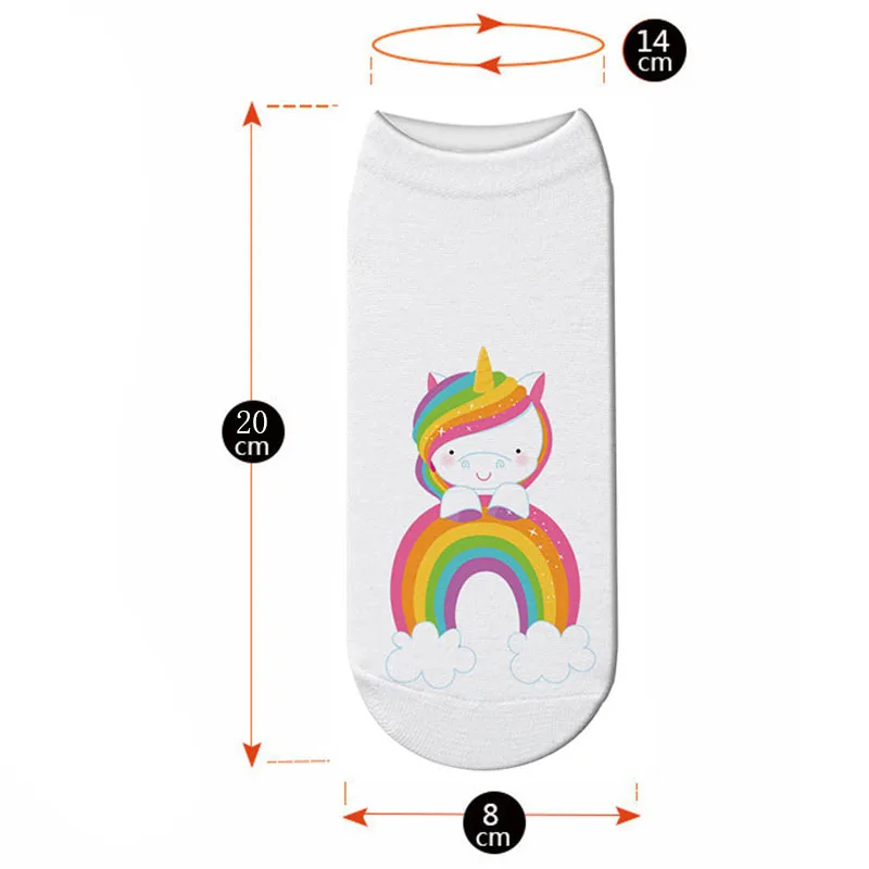 Новинка милый Единорог 3D принт Животные носки Для женщин панда лодыжки Licorne Chaussette